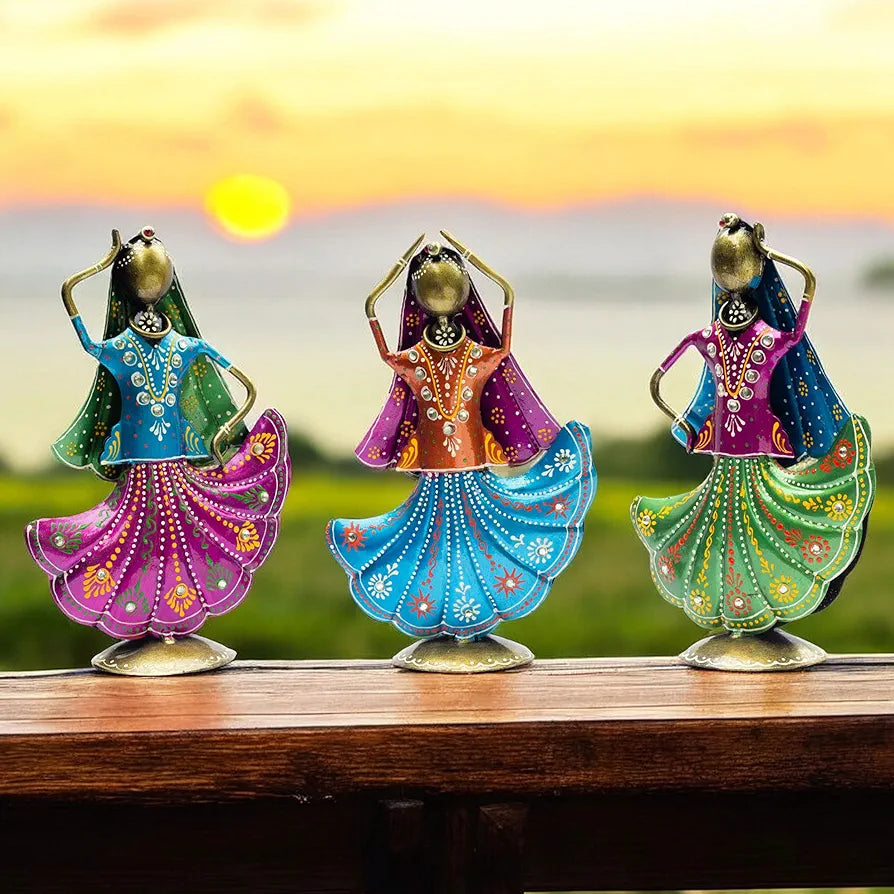 Kraftskala Set of 3 Metal Figurine Dancers Home Decor Item for Living Room