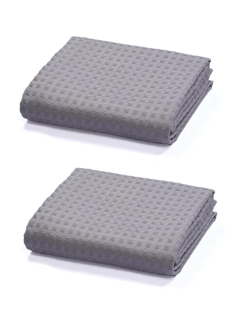 Saral Home Grey 100% Cotton Unique Waffle Design Throw/Sofacover Colour Grey
