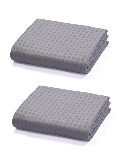 Saral Home Grey 100% Cotton Unique Waffle Design Throw/Sofacover Colour Grey