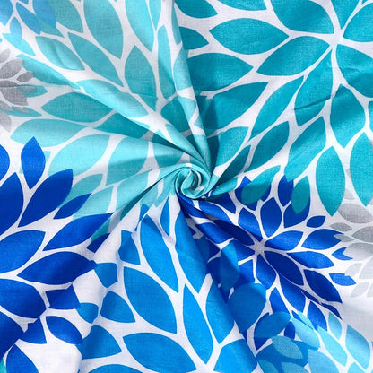Divine Casa 144 TC 100% Cotton Double Bedsheet with 2 Pillow Covers Floral Pattern Colour Blue Aqua