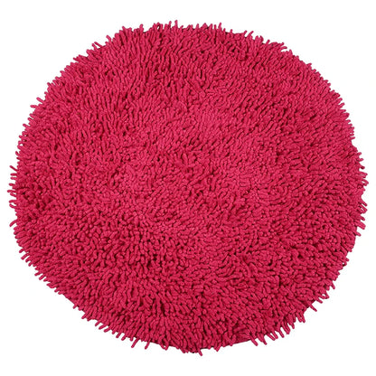 Saral Home Cotton Shaggy Anti-Skid Round Solid Bath Mat