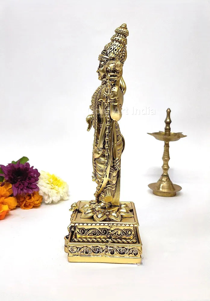 Gold Art India Lord Tirupati Balaji Gold Plated Antique Matte Idol with Garuda