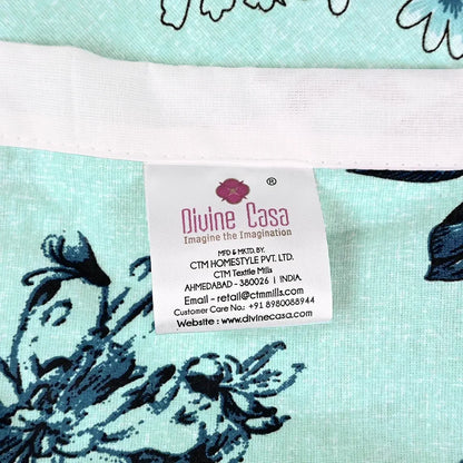 Divine Casa Floret 100% Cotton Double Dohar 120 GSM Soft & Lightweight Throw Blanket Colour Winter Fern