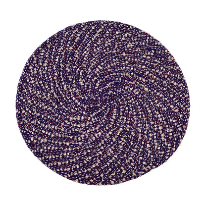 Kuber Industries Round Shape Feather Door Mat Cotton Reversible Small Size Purple