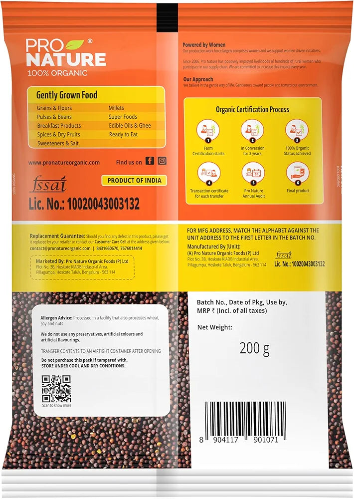 Pro Nature 100% Organic Mustard Seeds 200g