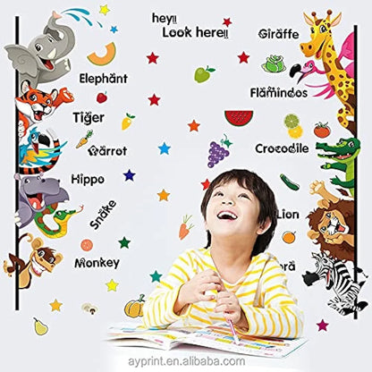 Jaamso Royals Multicolor Cartoon Animals Wall Sticker Waterproof and Removable Cartoon Animals Wall Sticker