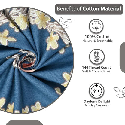 Divine Casa 144 TC Cotton Blue Super Soft King Size Bedsheet Every Day Use King Size Bedsheets Colour Minakari Navy