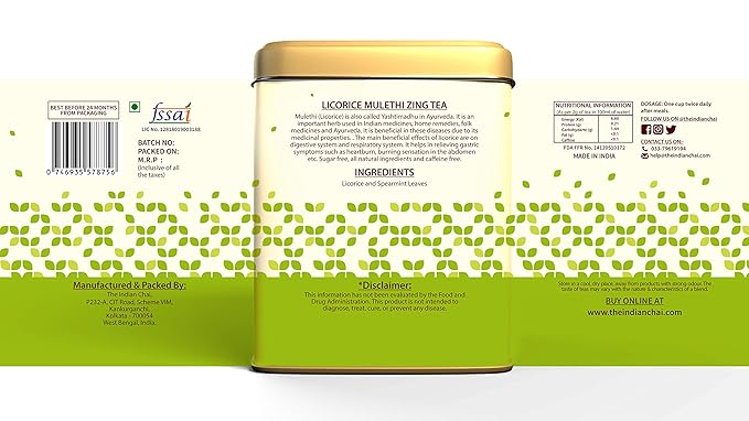 The Indian Chai - Licorice Mulethi Zing Ayurvedic Tea - 100 gms