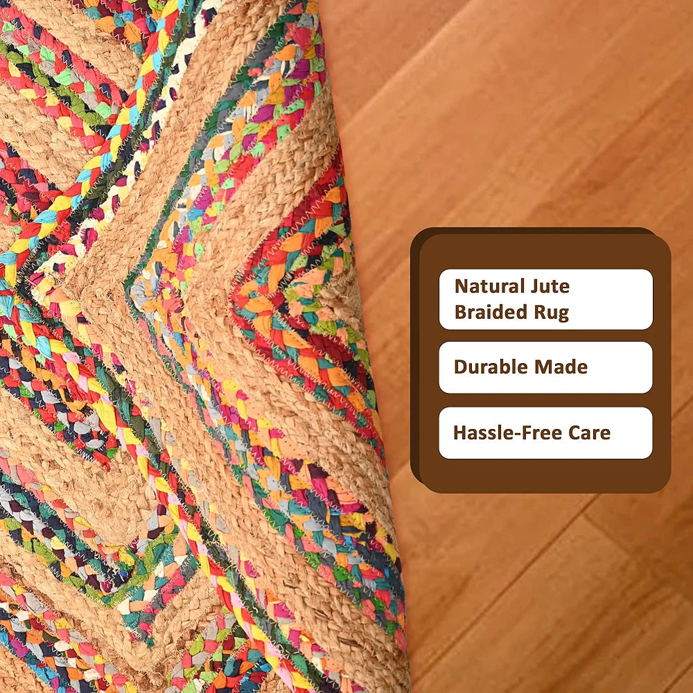Kuber Industries 3x5 Feet Anti-Skid Satranji Jute Rug & Carpet for Home & Bedroom Yellow