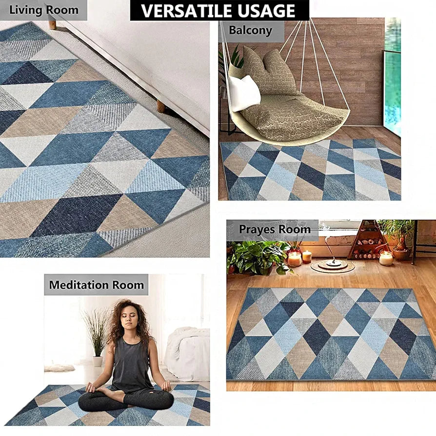 ishro home Feet 3D Jet Multi Printed Carpet Rug Runne Colour Crystals 3 x 5 Feet