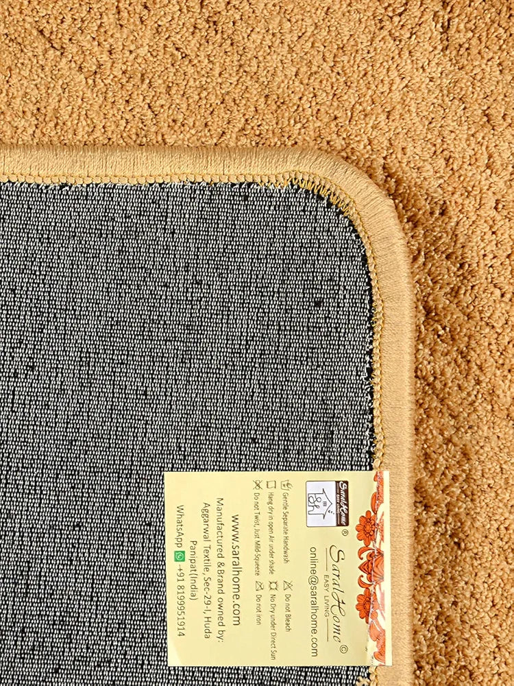 Saral Home Neo Shaggy Yarn Anti-Skid Round Mats Colour Gold