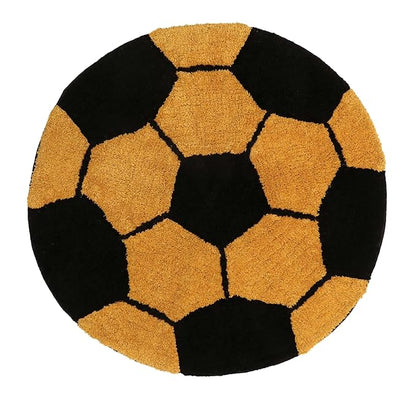 The Home Talk Football Design Kids Cotton Round Bathmats Anti-Skid Soft Bath Rug 60 CM Round