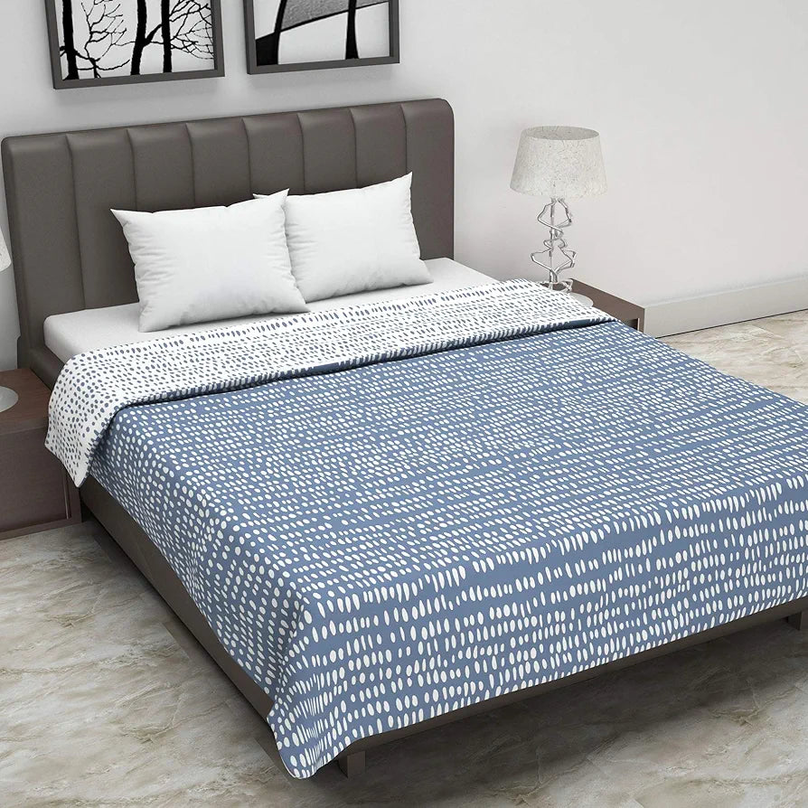 Divine Casa 120 GSM Microfiber Double Dohar Soft & Lightweight Throw Blanket Rain Dash Pattern Colour Rainy Blue