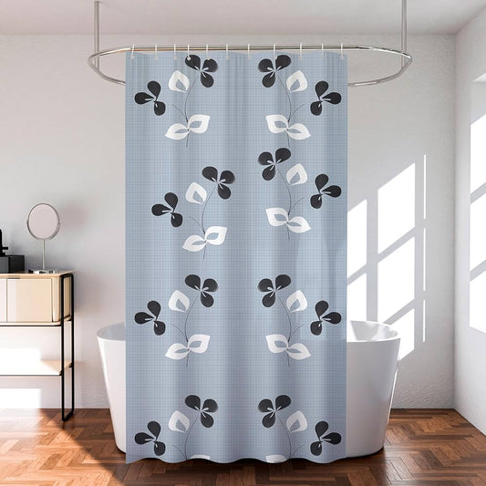 Kuber Industries Shower Curtain Bathroom Shower Curtain 8 Rings Curtain Painting Grey