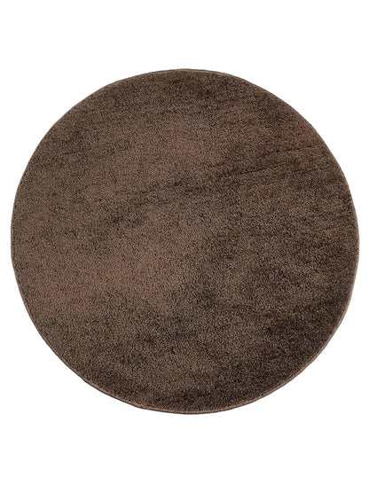 Saral Home Neon Shaggy Yarn Anti-Skid Round Mats Colour Brown