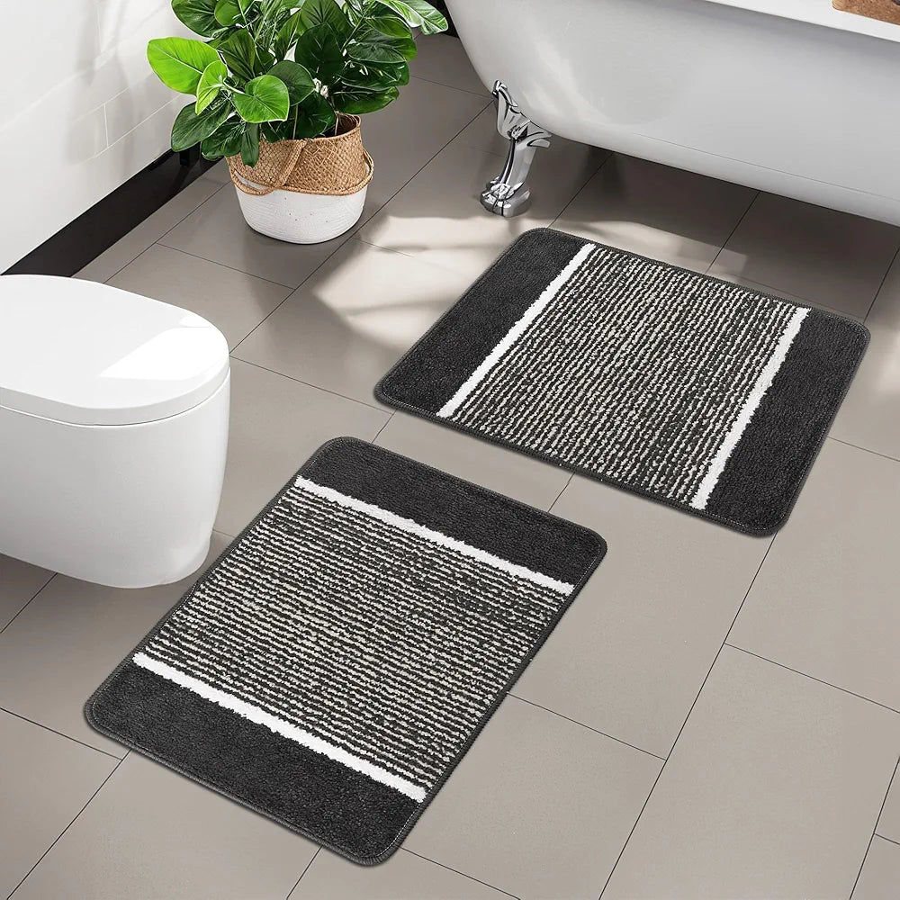 Kuber Industries Anti-Skid Water Absorbent Door Mats for Home Dark Grey Colour