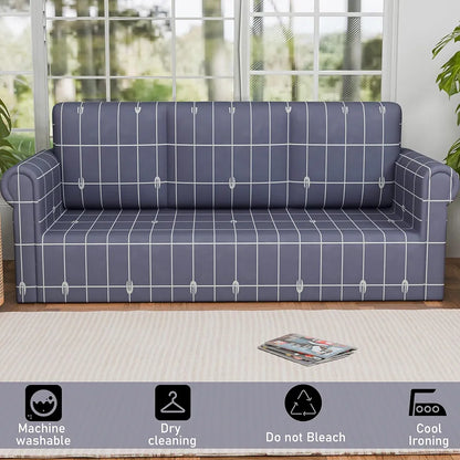 Kuber Industries Elastic Sofa Cover 3 Seater Stretchable Couch Slip Cover Grey