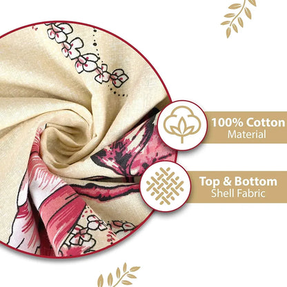 Divine Casa Floret 100% Cotton Single Dohar 120 GSM Soft & Lightweight Throw Blanket Colour Summer Fern