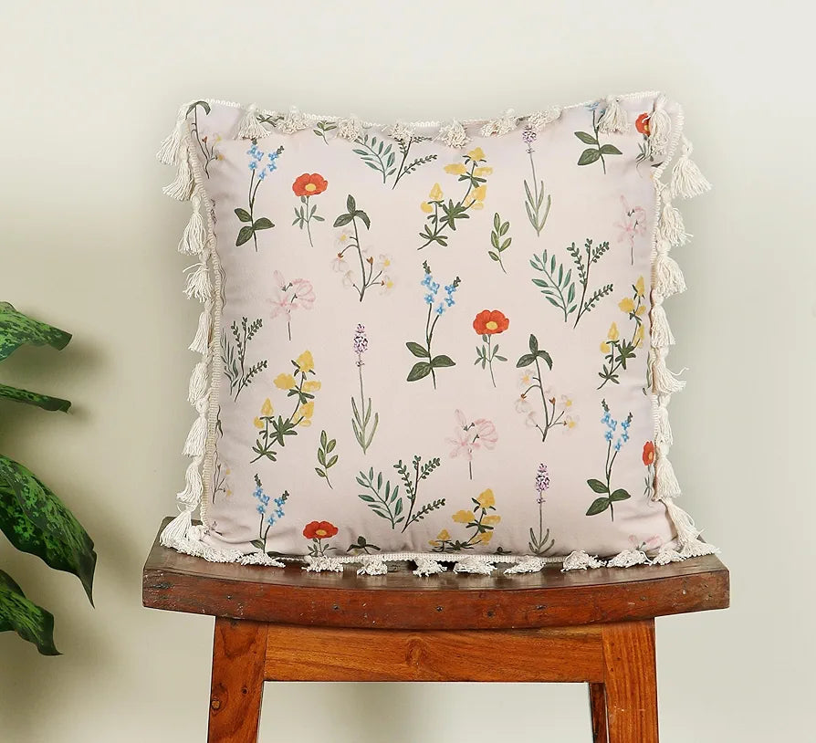Ishro Home Premium Cushion Cover Colour Blooming Cranes Bill