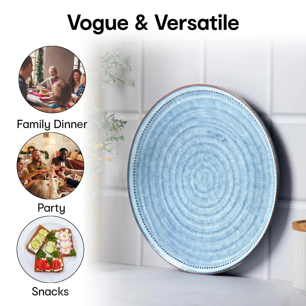 Anko 11 inch Maison Stoneware Dinner Plates Set of 2 Blue Microwave Dishwasher Safe BPA Free