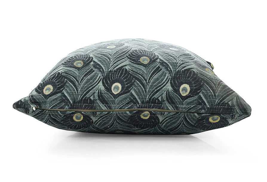 Sashaa World Peacock Foil Print 100% Cotton Cushion Throw Pillow Colour Green