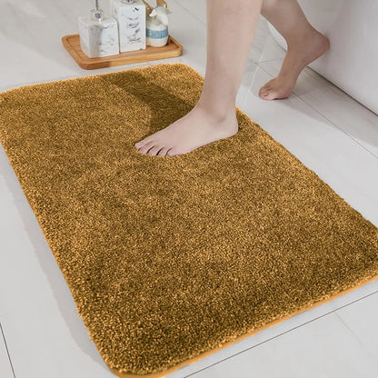 Luxe Home International Microfibre Rectangular Bath Mat Super Soft Anti Skid Newman Mats For Bathroom Colour Gold