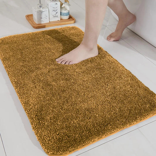 Luxe Home International Microfibre Rectangular Bath Mat Super Soft Anti Skid Newman Mats For Bathroom Colour Gold