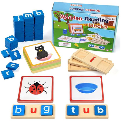 Kidology Wooden Short Vowel Reading Letters Sorting Spelling Game