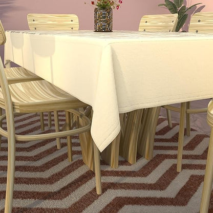 Kuber Industries 60x90 Inches Net Durable Dining Table Cover 6 Seater Light Cream cover