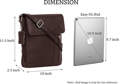 WildHorn Leather 11 inch Sling Messenger Bag for Men I Multipurpose Crossbody Bag I Travel Bag with Adjustable Strap 