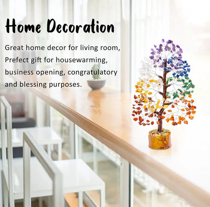 Zaicus Seven Chakra Gemstone Tree Crystal Tree of Life Feng Shui 10-12 Inch Silver Wire