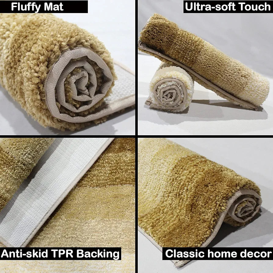 Luxe Home Super Soft Oyster Microfiber Bathroom Mat Non-Slip Bath Mat Colour Tabacco