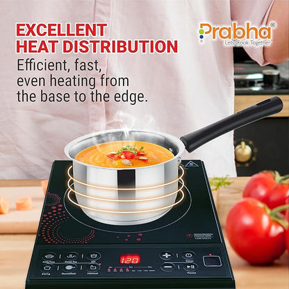 Prabha Heavy Gauge Encapsulated Base Stainless Steel Induction Base Saucepan Without Lid 0.85 L Size 12cm