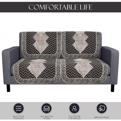 Kuber Industries Set of 4 Durable 2 Seater Sofa Covers for Living Room Stone Mayur Dark Grey & Brown
