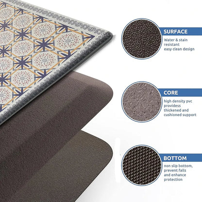Luxe Home Columbo Anti-Fatigue Kitchen Mat Moroccan Tile Standing Desk Mat Colour Patcrn
