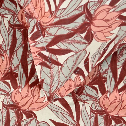 Divine Casa 144 TC 100% Pure Cotton Queen Size Double Bedsheet with 2 Pillow Covers Floral Breeze Colour Coral Beige