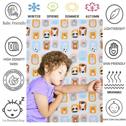 Fresh From Loom Glace Cotton 300 tc Elastic Fitted Cartoon Printed Cream Panda Smallsingle