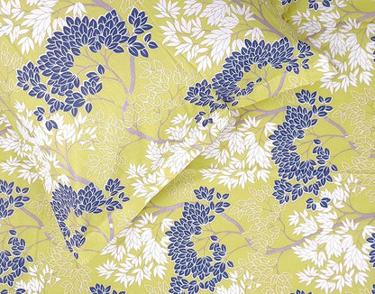 Divine Casa 144 TC 100% Cotton Double Bedsheet with 2 Pillow Covers Floral Pattern Colour Lemon Drop
