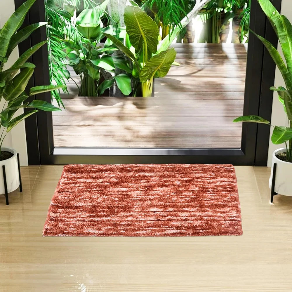 Kuber Industries Door Mat Multi Riyal Doormat Microfiber Entrance Mat Orange Colour