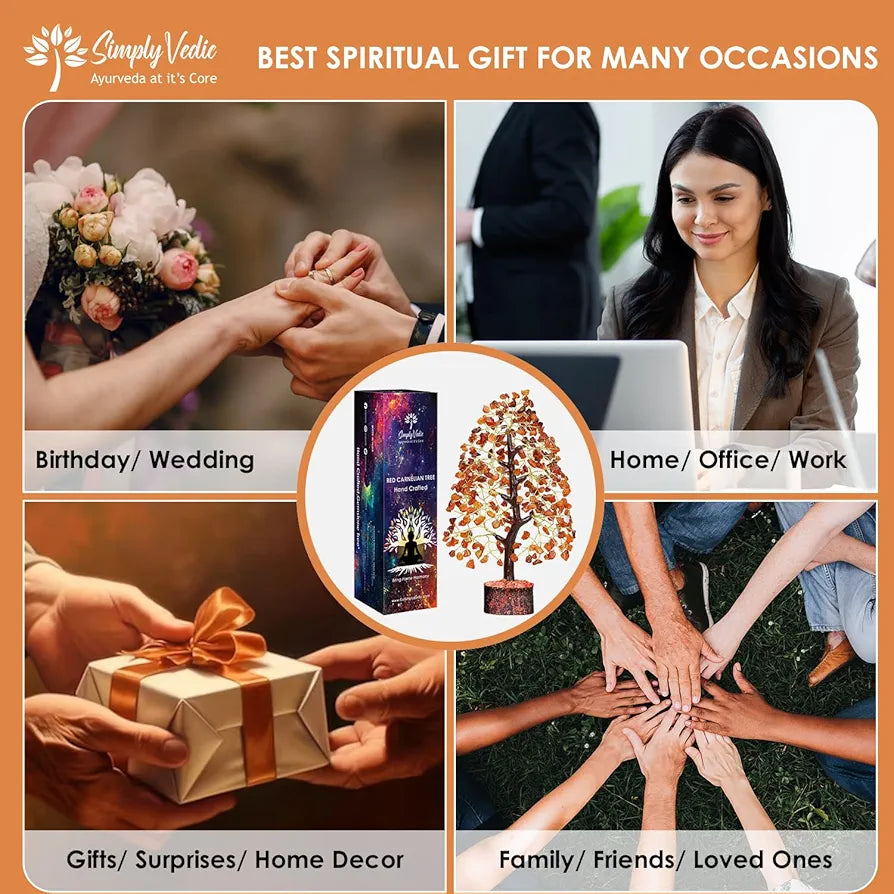 Simply Vedic Chakra Red Carnelian Crystal Tree