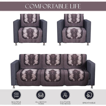 Kuber Industries 5 Seater Sofa Set Cover Net Design Sofa Slipcover Cream & Black