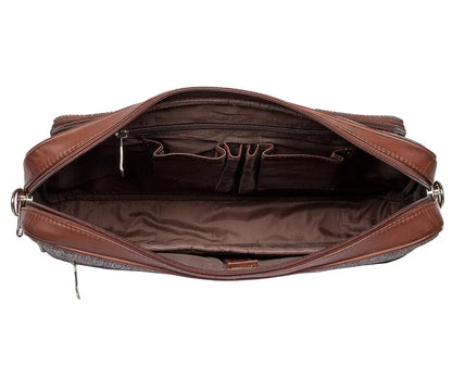 Zouk Laptop Bag for Women Ideal Jute & Vegan Leather Office Bags for Ladies