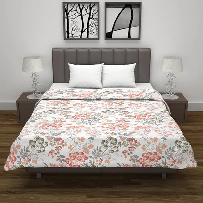 Divine Casa Floret 100% Cotton Double Dohar 120 GSM Soft & Lightweight Throw Blanket Colour Floral Blush