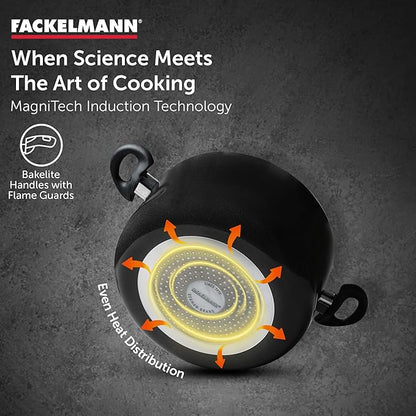 Fackelmann Quartz Nonstick Biryani Pot Handi Casserole Glass Lid 26 Cm Cool Handle