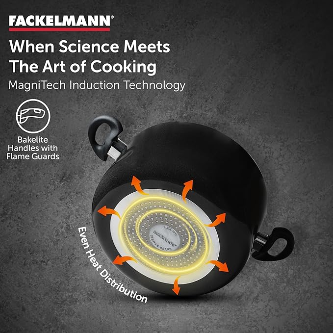 Fackelmann Quartz Nonstick Biryani Pot Handi Casserole Glass Lid 24 Cm Greblon German