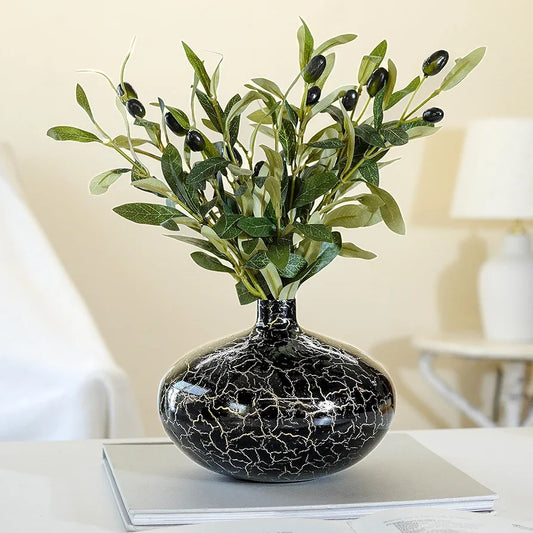Behoma Metal Flower Vase Crackle Finish Wide Vase Flowers not Included