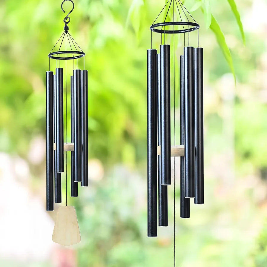41-Inch Big Wind Chimes – Windchime for Balcony - 6-Pipe Black Design Wind Chime -031