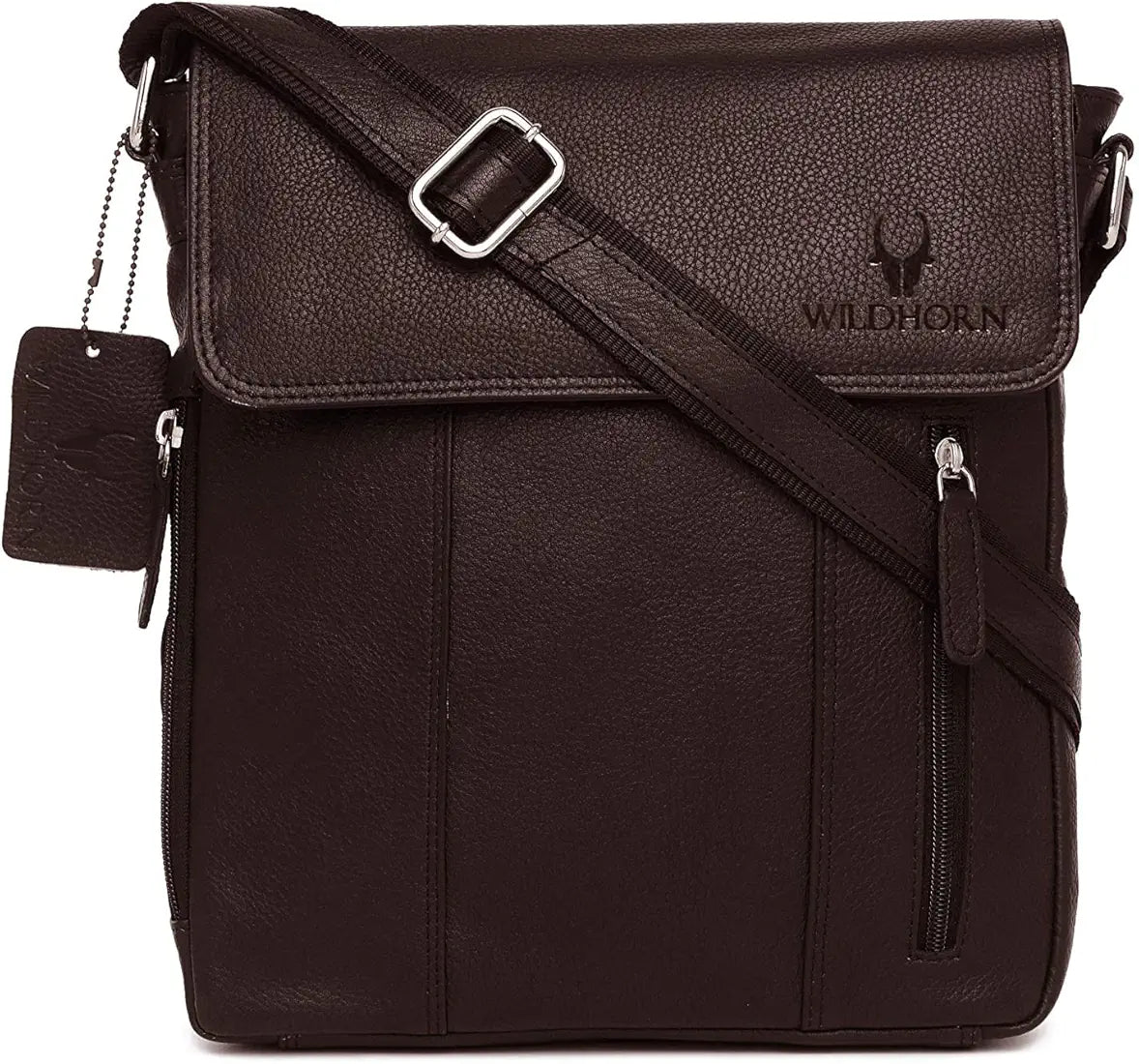WildHorn Leather 11 inch Sling Messenger Bag for Men I Multipurpose Crossbody Bag I Travel Bag with Adjustable Strap 