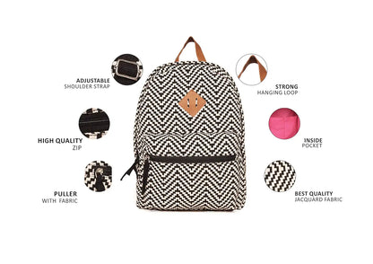 Astrid Canvas Girls Backpack Medium Size Colour White