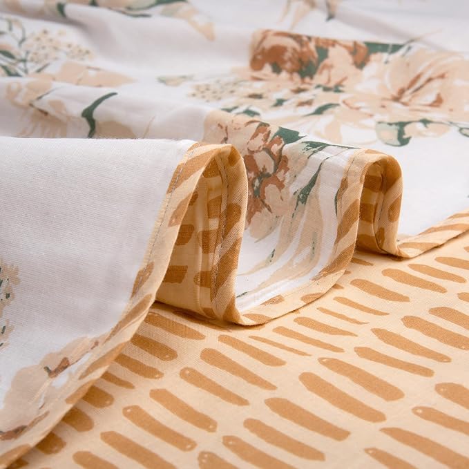 Huesland 100% Cotton Reversible Dohar Single Bed Cotton | Soft Cambric Weave, All Weather Light Ac Blanket | Blushing Blooms